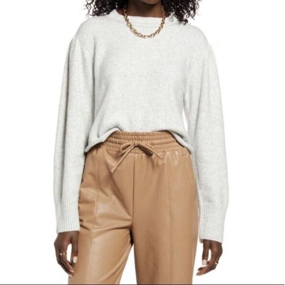 Open Edit Cropped Sweater Light Heathered Gray Size Medium - Picture 1 of 10